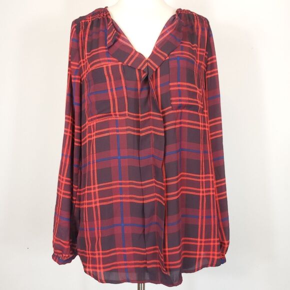 Stitch Fix Skies Are Blue Viper Plaid Split Neck Tunic Business Casual office - Picture 1 of 8